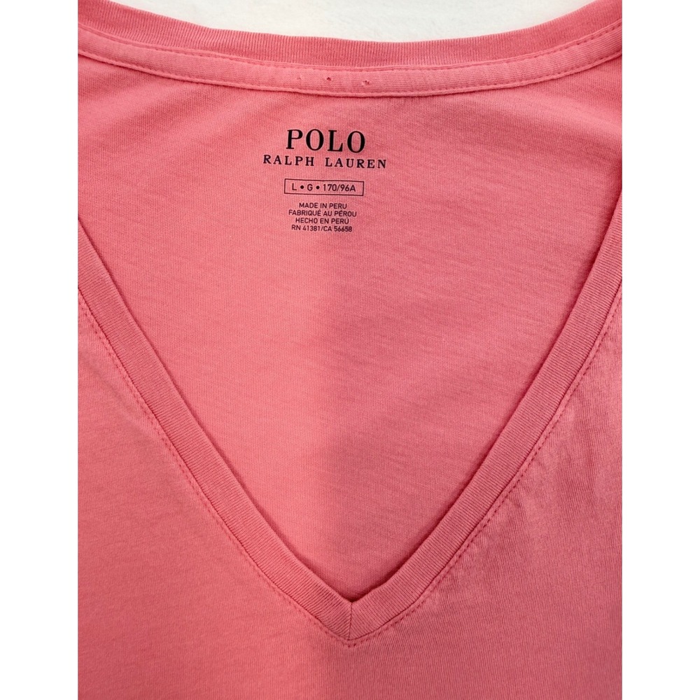 ralph lauren womens v neck basic tee shirt pink pony lightweight casual pony - Picture 3 of 5